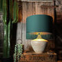 Hunter Green Cotton Lampshades With Gold Or Copper Lining And Green Fringing, thumbnail 5 of 12