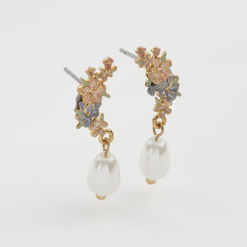 Hibiscus And Pearl Earrings, 3 of 10