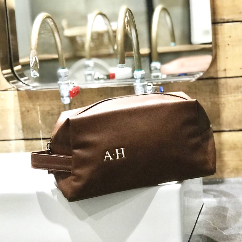 Personalised Men s Wash Bag With External Pocket By The Alphabet Gift Shop