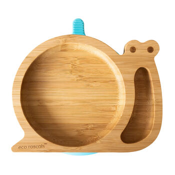 Bamboo Tableware Suction And Section Plate Snail Blue, 3 of 3