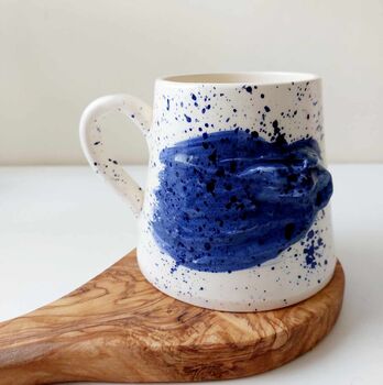 Handmade Ceramic Mug With Blue Speckles, 3 of 5