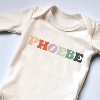 Pastel Name Organic Baby Outfit, 2 of 4