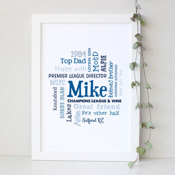 Personalised 40th Birthday Word Art Gift For Him, 3 of 4