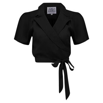 Greta Blouse In Liquorice Black Vintage 1940s Style, 2 of 2