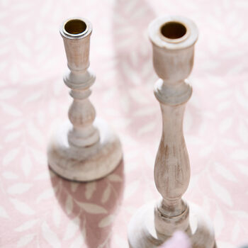 Set Of Two Vintage Washed Mango Wood Candlesticks, 3 of 6