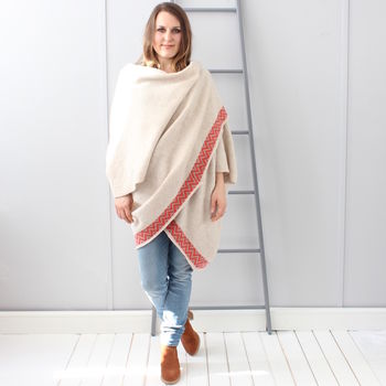 Oatmeal Knitted Lambswool Blanket Cardigan, 4 of 9