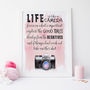 Life Is Like A Camera Inspirational Typography Print, thumbnail 4 of 10