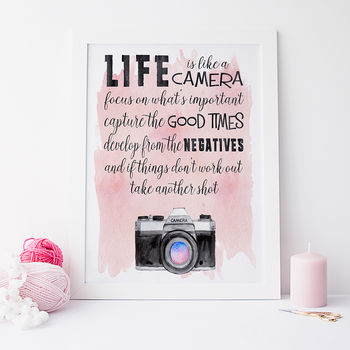 Life Is Like A Camera Inspirational Typography Print, 4 of 10