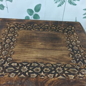Farmhouse Moroccan Design Inspired Carved Side Table, 5 of 7