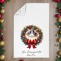 Personalised Cat In Christmas Wreath Gift Tea Towel, thumbnail 6 of 12