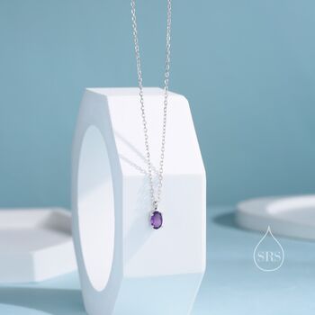 Extra Tiny Genuine Amethyst Oval Pendant Necklace, 4 of 11