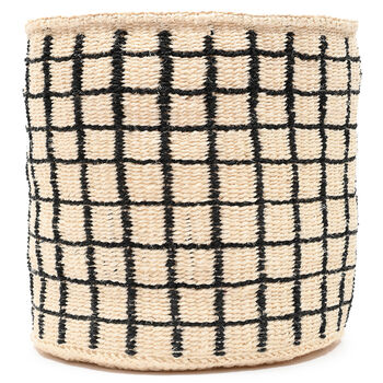 Baini: Black Check Woven Storage Basket, 3 of 5