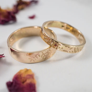 Botanical Wedding Bands In 18ct Yellow Gold, 2 of 9