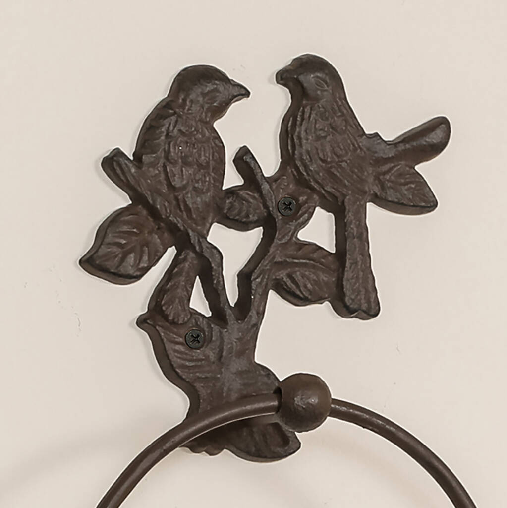 Cast Iron Garden Birds Bathroom Towel Ring By Dibor