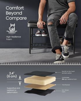 Shoe Bench Synthetic Leather Shoe Rack Bench Entryway, 6 of 8