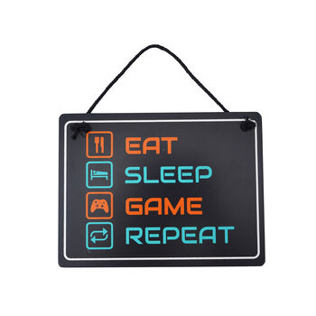 'Eat, Sleep, Game, Repeat' Hanging Door Sign, 2 of 3