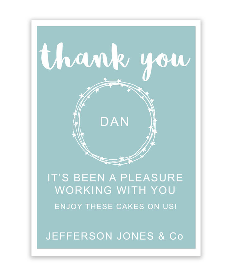 Personalised Corporate Handmade Cakes Thank You Gift By crumb