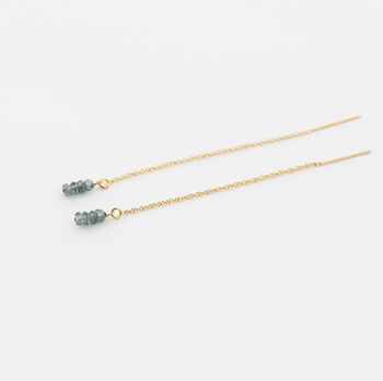 Slate Blue Sapphire Gold Filled Threader Earrings, 6 of 8