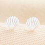 Sterling Silver Shell Stud Earrings, thumbnail 1 of 6