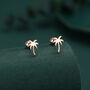 Palm Tree 18 G Screw Back Earrings With Ball Backs In Sterling Silver, thumbnail 2 of 11