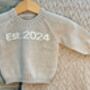 Est. 2024/Five Organic Knitted Baby Jumper, thumbnail 2 of 3
