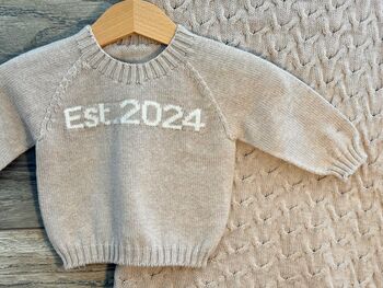 Est. 2024/Five Organic Knitted Baby Jumper, 2 of 3