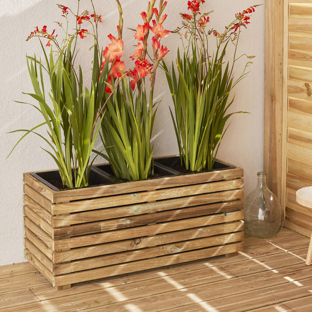 Cerland Horizon Outdoor Rectangular Wooden Planter 90cm By Garden Chic