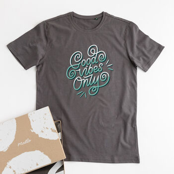 'Good Vibes Only' Slogan Cotton T Shirt, 3 of 7