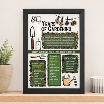 80th Birthday Gift For Gardeners Personalised Print, 4 of 9
