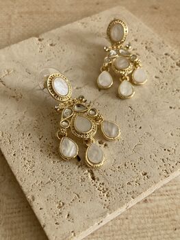 White Gold Plated Mother Of Pearl Earrings, 3 of 5