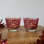 Red Berry Painted Tea Light Holders, thumbnail 1 of 5