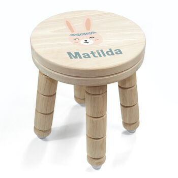 Personalised Cute Bunny Kids Wooden Stool, 5 of 6