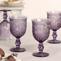 Set Of Four Purple Embossed Wine Glasses, thumbnail 1 of 8