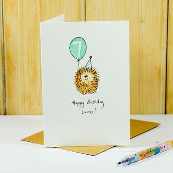Personalised Birthday Hedgehog Handmade Card, 5 of 6