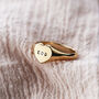 Personalised Handstamped Heart Signet Ring With Diamond, thumbnail 1 of 12