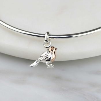 Solid Silver Robin Bangle, 3 of 6
