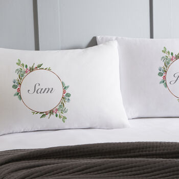 Christmas Wreath Personalised Pillowcases, 2 of 2