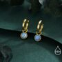 Sterling Silver Dangling Blue Opal Hoop Earrings, thumbnail 5 of 12