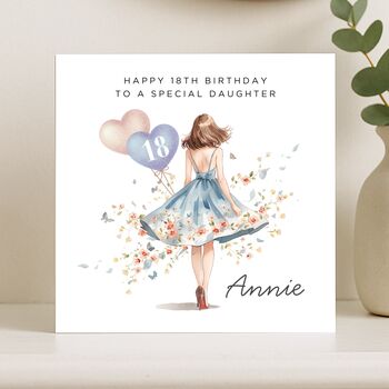 Personalised Blue 18th Birthday Card For Daughter, 7 of 8