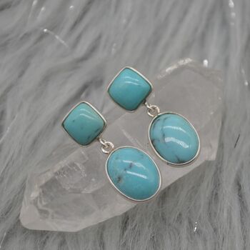 Turquoise Earrings: Silver, December Birthstone, 5 of 7