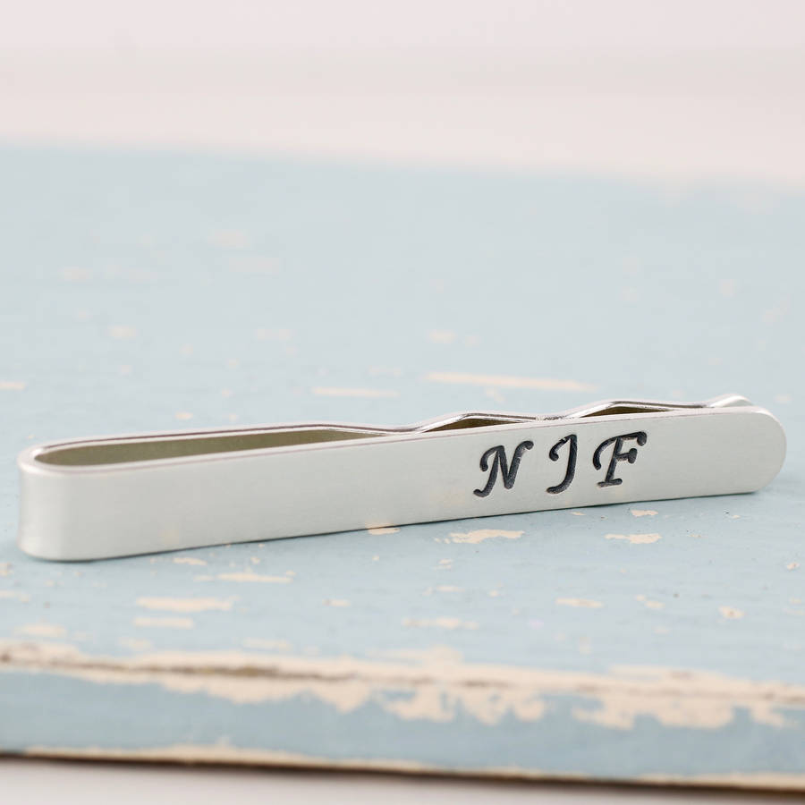 Personalised Wedding Tie Clip. Monnogrammed Tie Bar By Louy Magroos