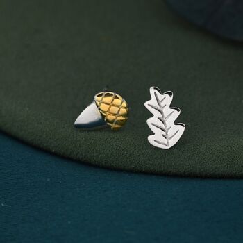 Mismatched Acorn And Oak Leaf Stud Earrings, 4 of 12