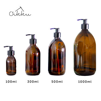 Refillable Amber Glass Bottle With Personalised Label, 3 of 11