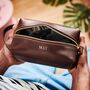 Personalised Leather Wash Bag With Tropical Lining, thumbnail 9 of 12