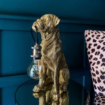 Boxer Bruno Dog Gold Table Lamp, 3 of 6