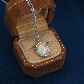 Sterling Silver Aurora Opal Pendant Necklace, 7 of 12