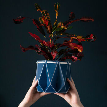 Origami Self Watering Eco Plant Pot: 15cm | Navy, 3 of 6