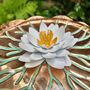 Copper Lily Pad Sculpture With White Flower, thumbnail 3 of 6