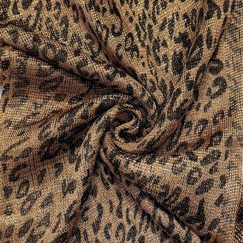 Leopard Print Viscose Metallic Kimono Beach Coverup, 5 of 5