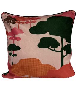 Retro Tree Velvet Cushion Pink, 4 of 7